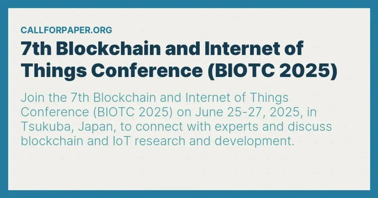 7th Blockchain and Internet of Things Conference