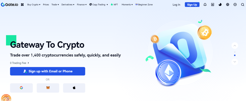 Gate.io exchange review 2023 home page