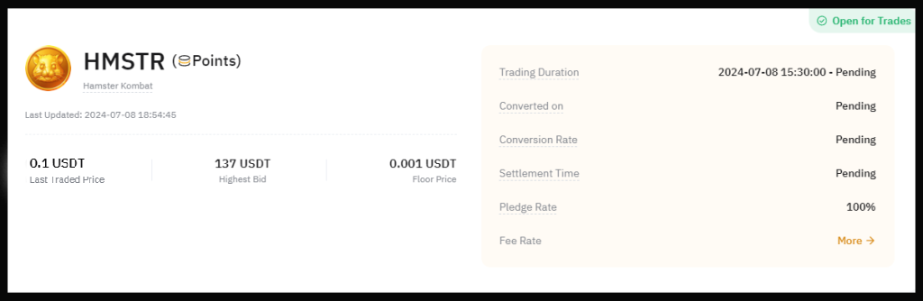 hamster kombat pre market price