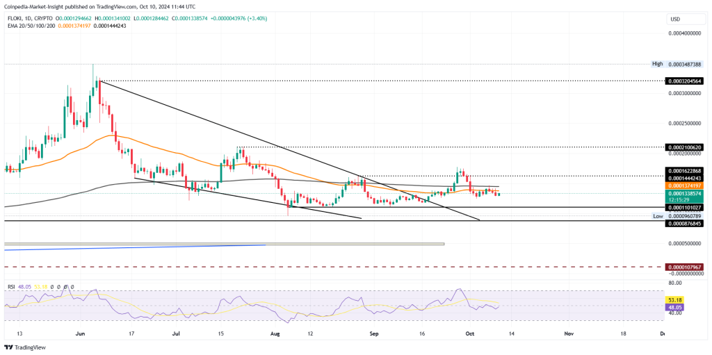 FLoki meme coin price chart