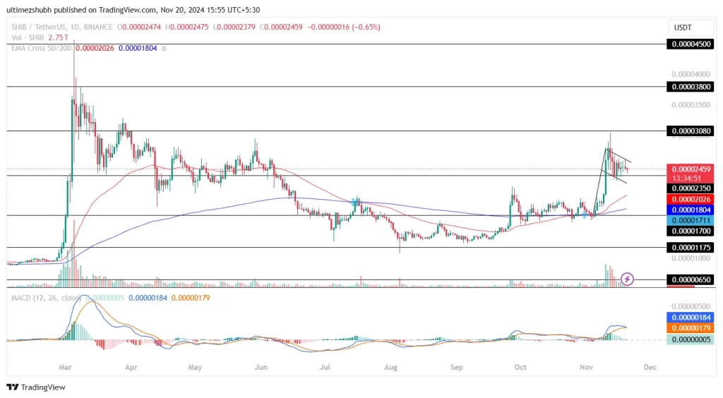 SHIB Memecoin Forms A Flag Pattern!