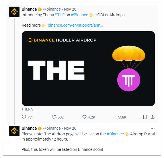 Binance listing announcement