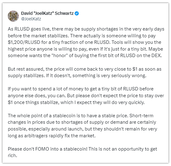 David-tweet-about-RLUSD-price-spike