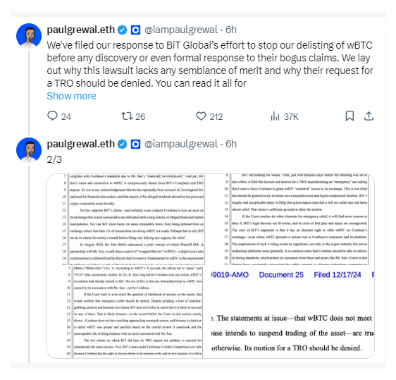 Paul-tweet-about-coinbase-filling-response-for-lawsuit