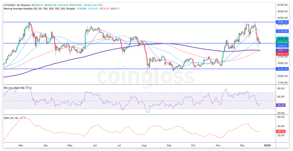 Ethereum Daily Price Chart on 23 Dec 24