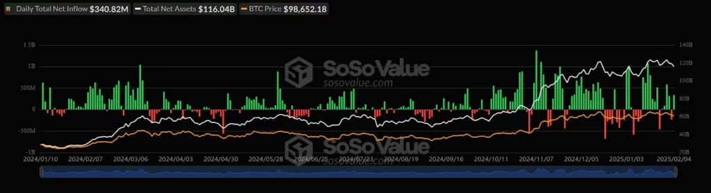 Bitcoin ETF Flow Chart 05th February 2025