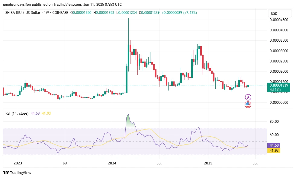 SHIB/USD 1wk Price Chart|Source: TradingView