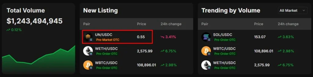 $UN now available for trading before TGE