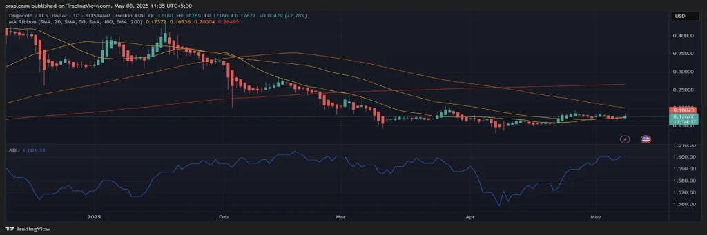 Daily DOGE/USD Chart - TradingView