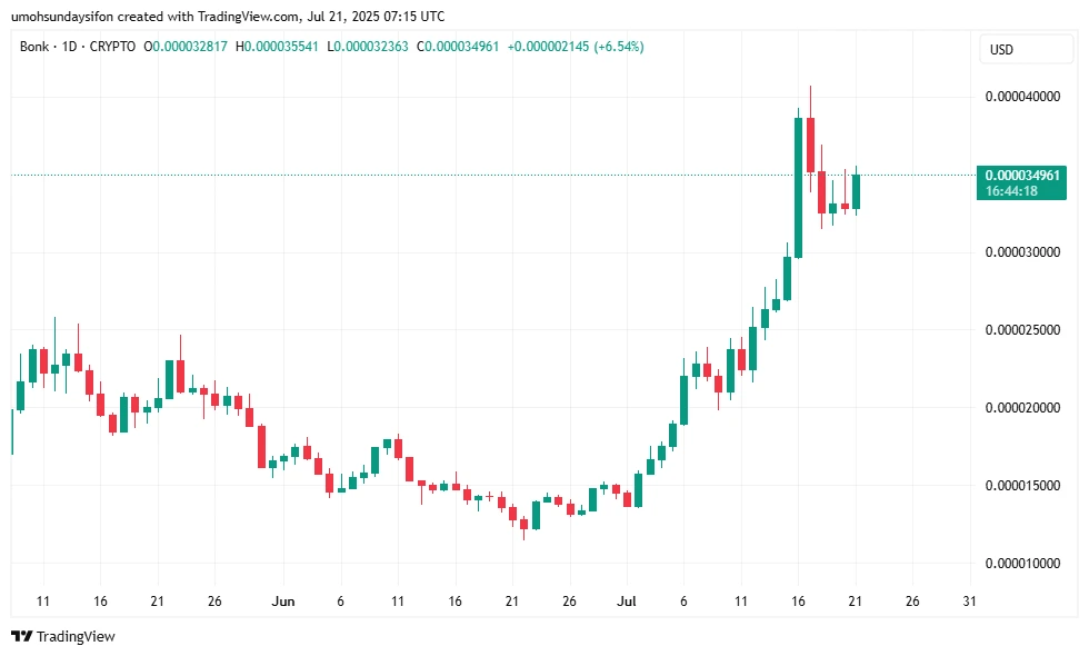 BONK/USD 1D Price Chart|Source: TradingView