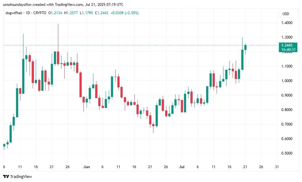 WIF/USD 1D Price Chart|Source: TradingView