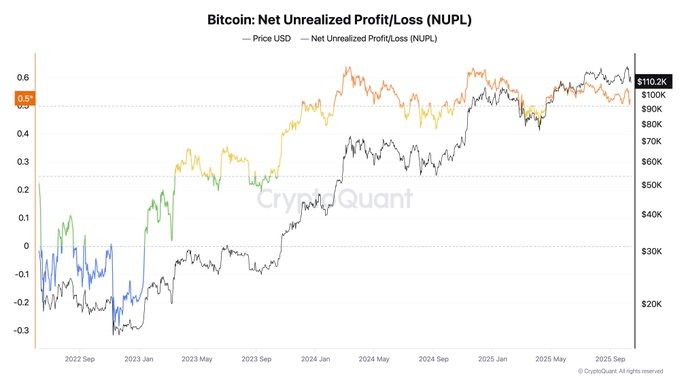 Bitcoin NUPL dropped