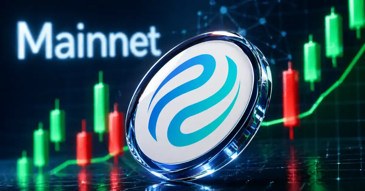 Injective (INJ) coin logo in a glass finish against a blurred 