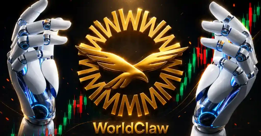 A gold WLFI token positioned in front of a glowing digital brain and a bullish green candlestick chart on a dark, circuit-patterned background.