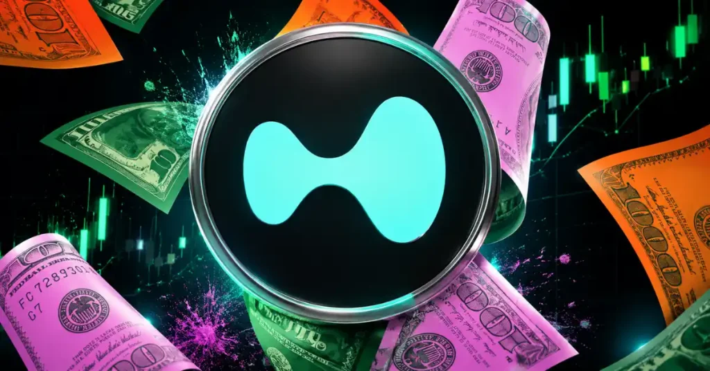 A 3D HYPE token logo with a bright pink 