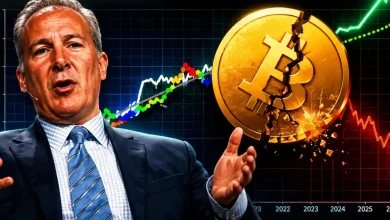 Paper collage of an orange Humanity Protocol coin, a man pushing a blue arrow up from a market dip, and green text reading "$0.30".