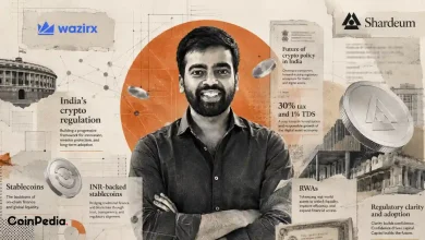 Collage of Wazirx and Shardeum founder Nischal Shetty with text about India's crypto regulation and 30% tax.