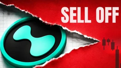 A gray Hyperliquid HYPE token floating above a sharp red downward-trending market graph.