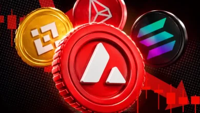 Red Avalanche coin next to Solana, Tron, and BNB logos.