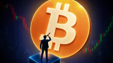 Gold Bitcoin coin falling past a cracked $63,000 support barrier.