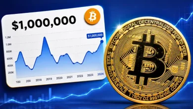 Billionaire Ricardo Salinas Pliego next to a large golden Bitcoin token.