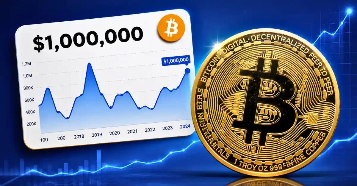 Billionaire Ricardo Salinas Pliego next to a large golden Bitcoin token.