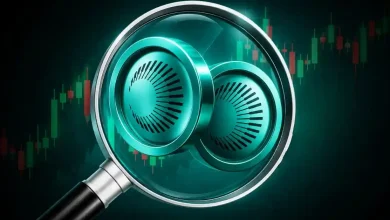 Magnifying glass focusing on two green Plasma XPL crypto coins.