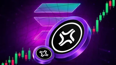 Jito JTO tokens on a rising cryptocurrency candlestick chart with a Solana background.