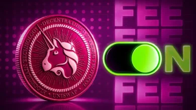 Pink Uniswap coin next to a green ON switch.