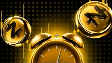 Golden Zcash coins floating above an alarm clock.