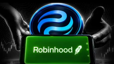 Robinhood app on phone with Injective INJ token.