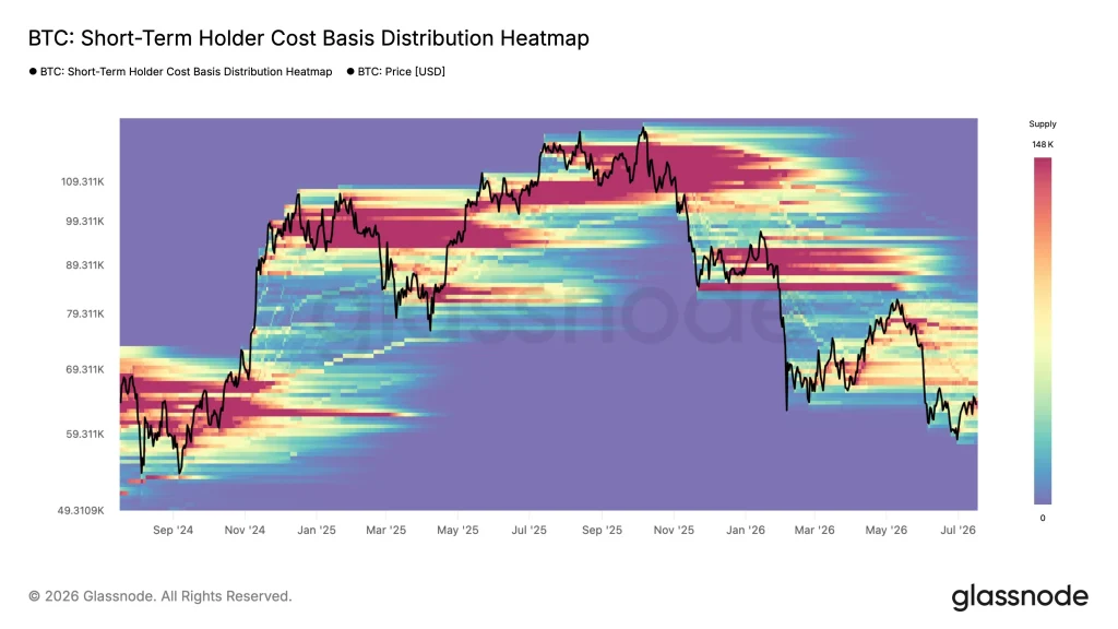 btc short term holder cost basis distribution heatmap