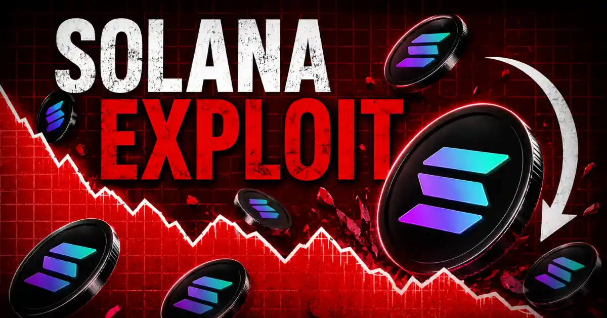 Solana SOL coins falling on a red market crash chart.