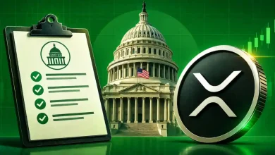 XRP coin next to a government checklist and the US Capitol building.