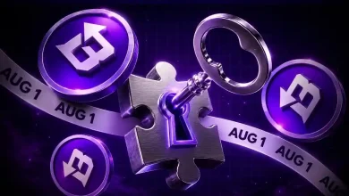 Purple Audiera BEAT crypto coins near a key unlocking a puzzle piece.