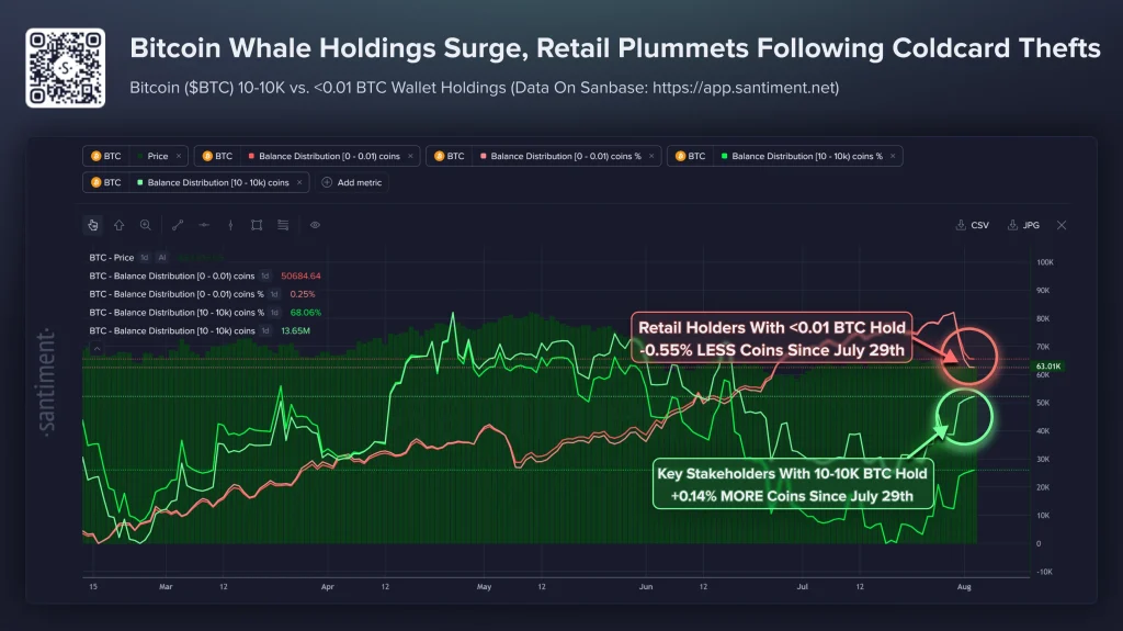 Bitcoin Whales Buy 19,610 BTC as Retail Sells After Coldcard Security Scare