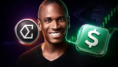 Arthur Hayes smiling beside the Ethena ENA logo and a dollar icon.