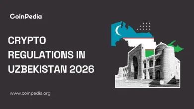 Map and landmark of Uzbekistan with Crypto Regulations in Uzbekistan 2026 text.