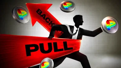 Silhouette figure running past red pull back arrows surrounded by Curve tokens.