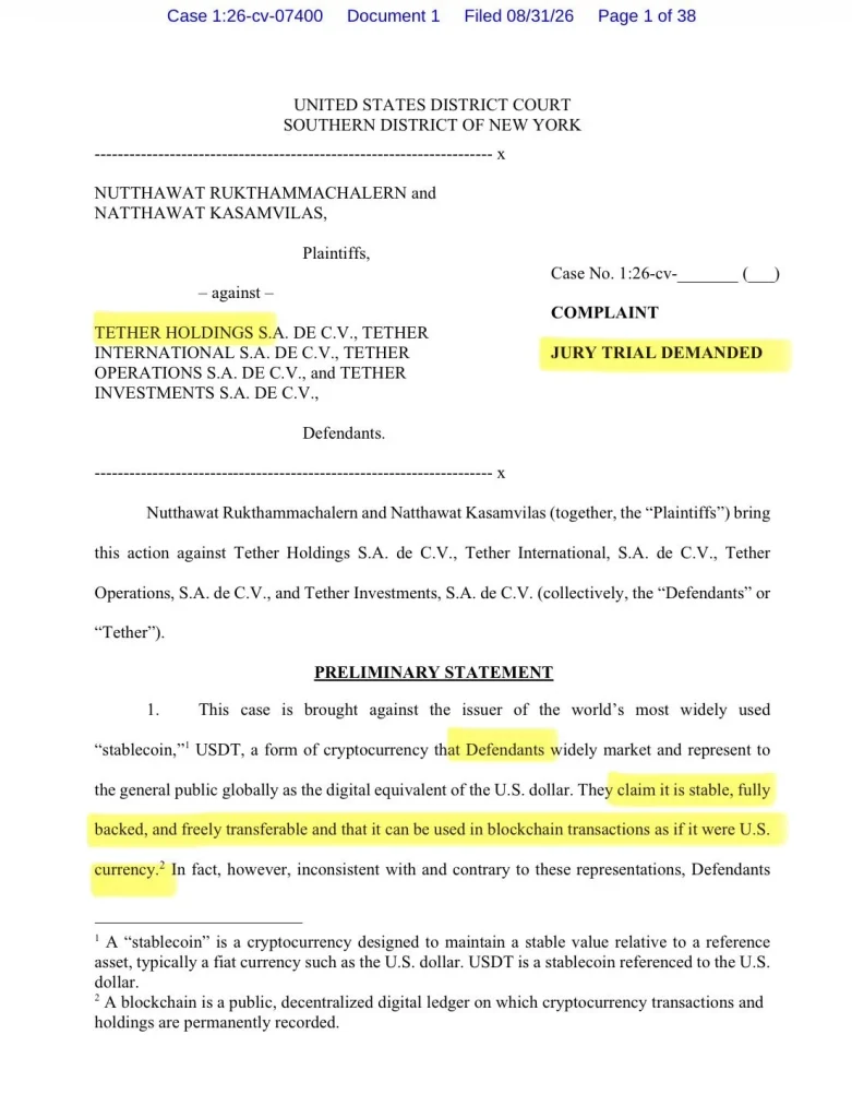 tether lawsuits