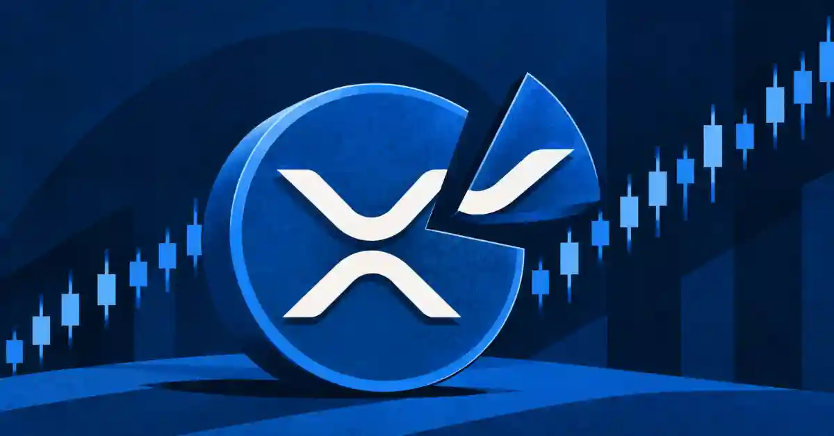 XRP coin pie chart with a top section slice pulled out.