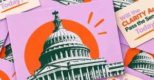 US Capitol Dome graphics asking about CLARITY Act vote.