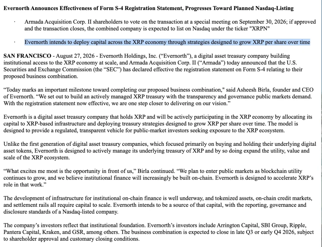 Evernoth XRP buying