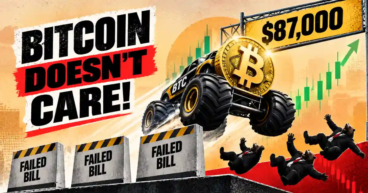 Bitcoin monster truck crashing barriers toward $87,000 target