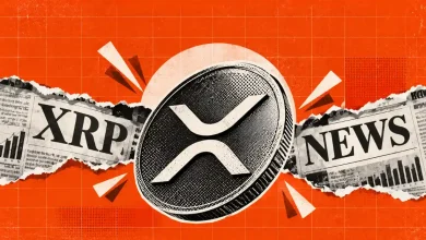 XRP coin over torn newspaper background with XRP News text