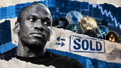 Arthur Hayes portrait beside SOLD stamp and major altcoins including ETH, SOL, BNB, and XRP